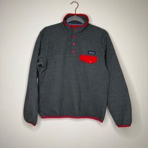 Patagonia Synchilla Fleece Snap-T Pullover Gray Red‎ Women's Medium
